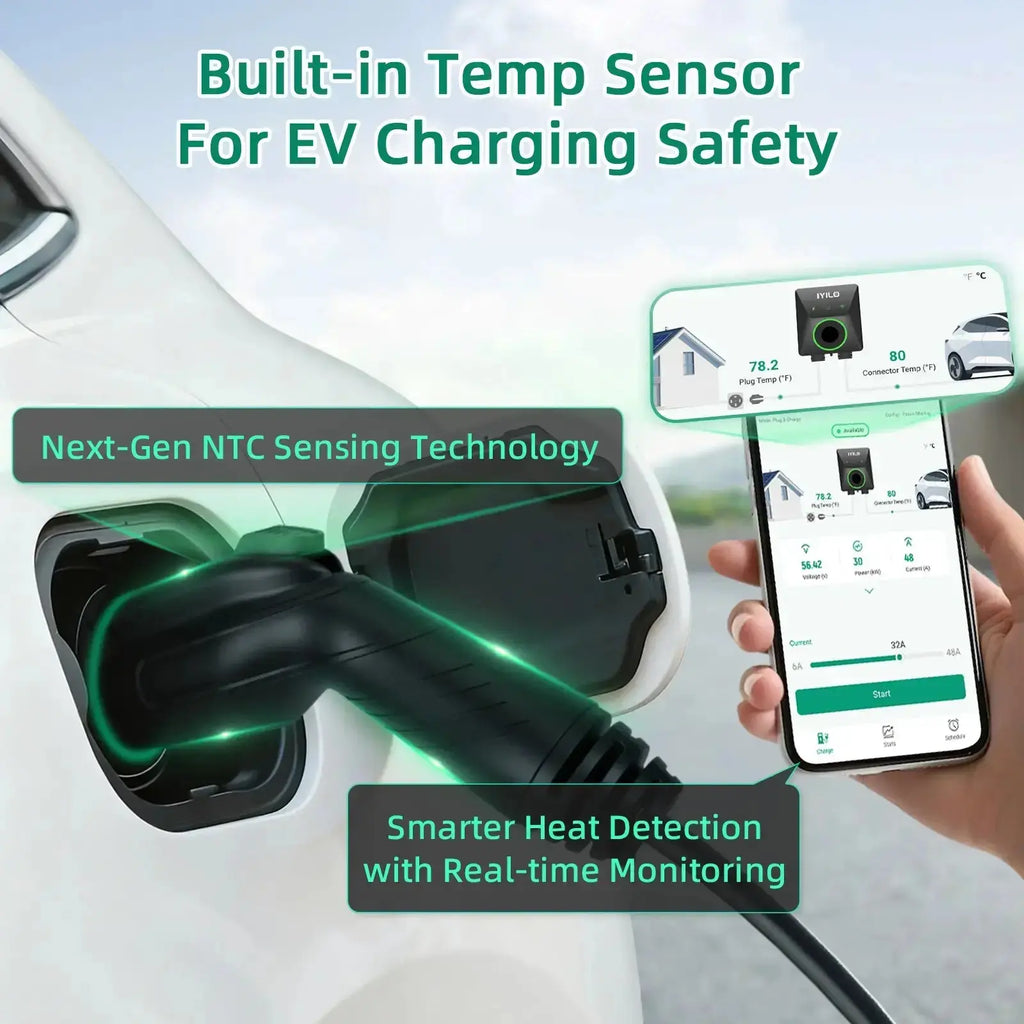IYILO EV Charger Level 2 NEMA 14-50 J1772 Wall-mounted Plug In - 48A