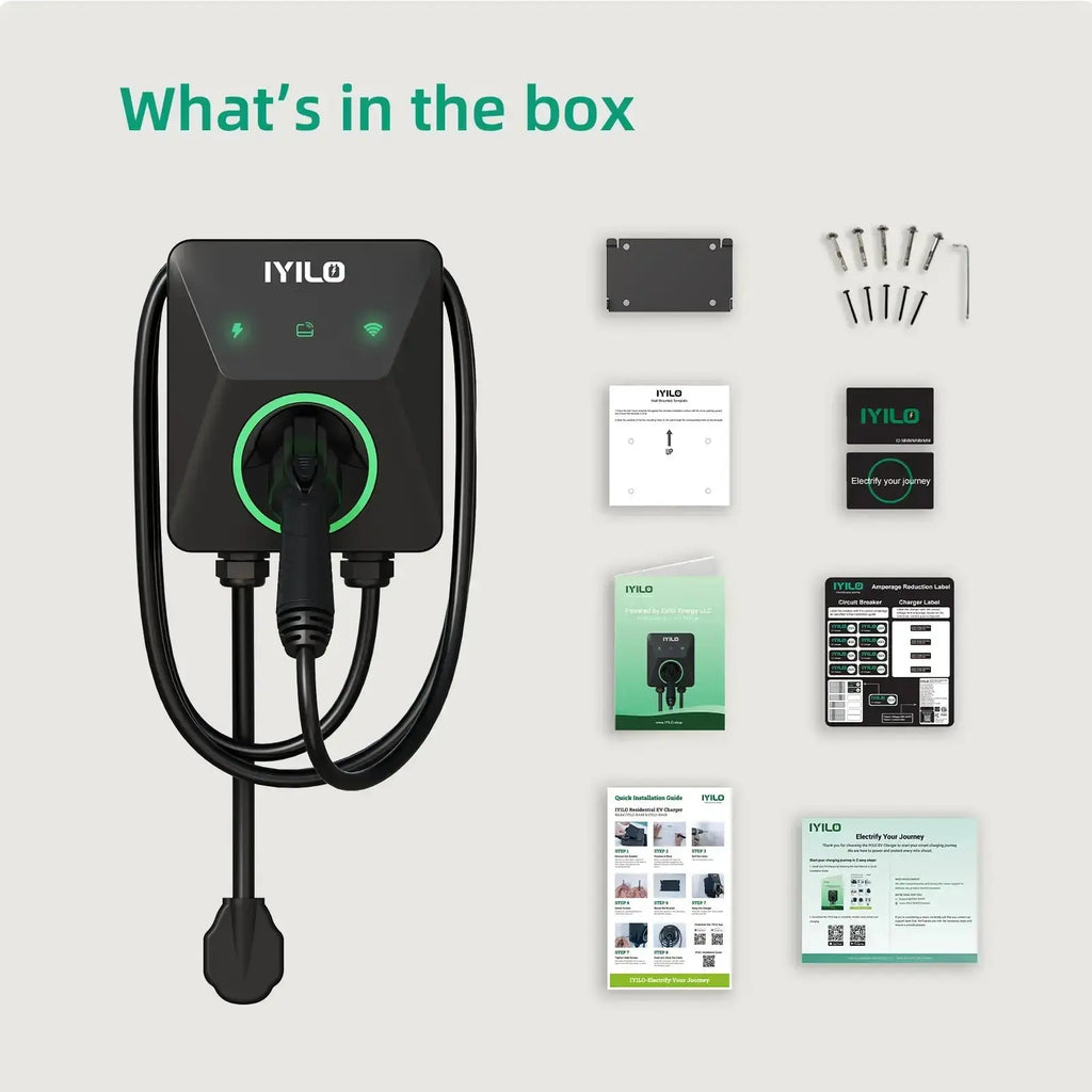 IYILO EV Charger Level 2 NEMA 14-50 J1772 Wall-mounted Plug In - 48A