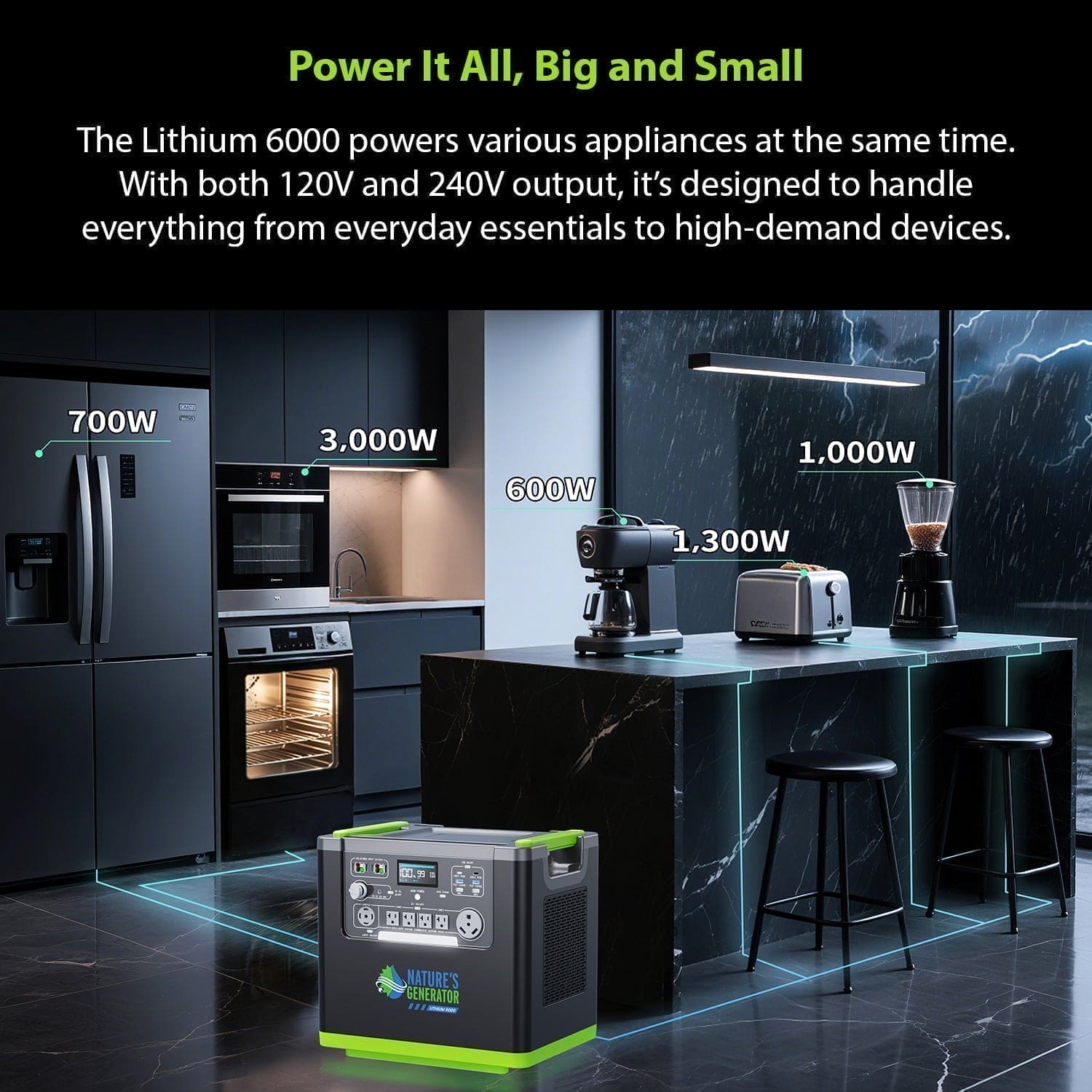 Nature's Generator Lithium 6000 with Solar Panel