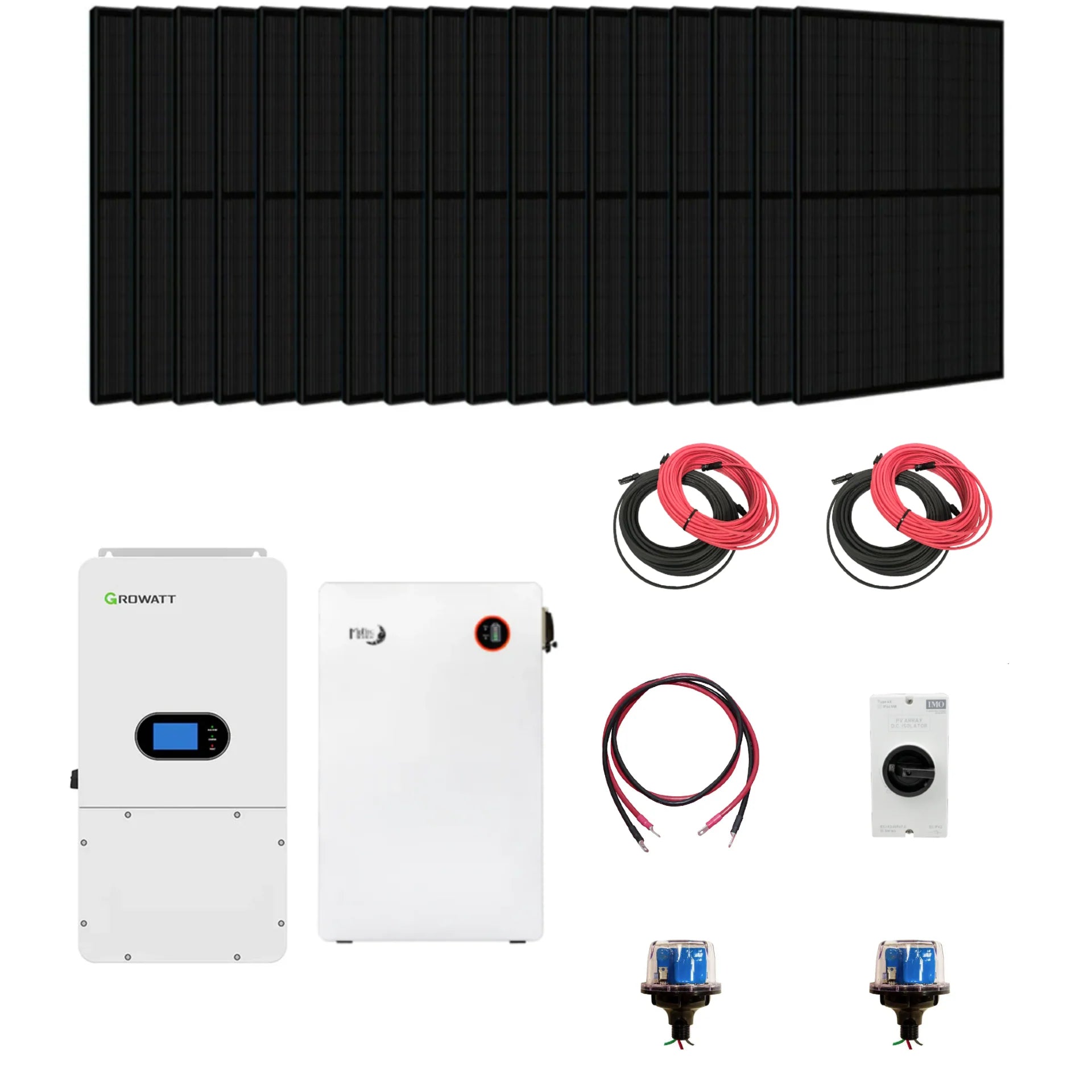 Complete Hybrid Solar Kit | Growatt SPH 10000TL Hybrid Inverter | 15kW PV Input 120/240V 10kW Output | 16.1kWh Midnite Power Lithium Powerwall | More Than 8000 Watts of Solar PV