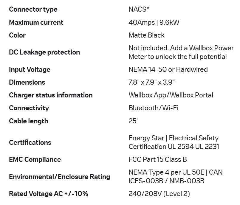 Wallbox Pulsar Plus NACS Connector EV Charger