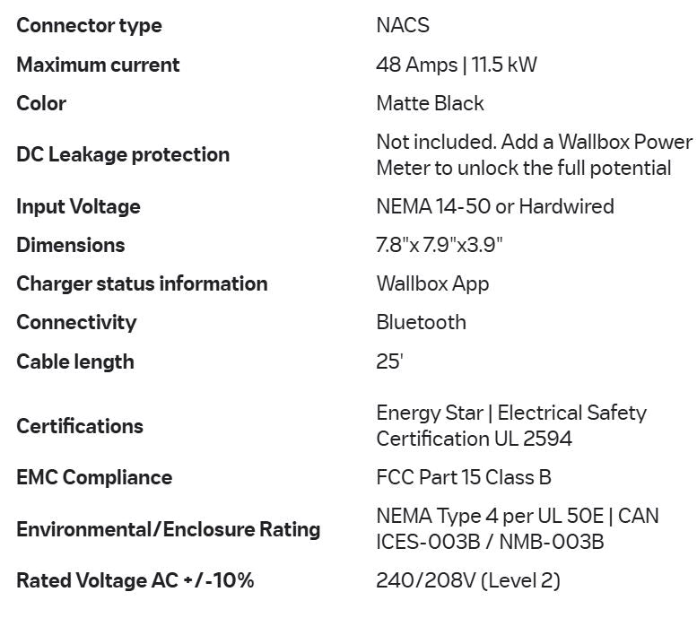 Wallbox Pulsar Plus NACS Connector EV Charger