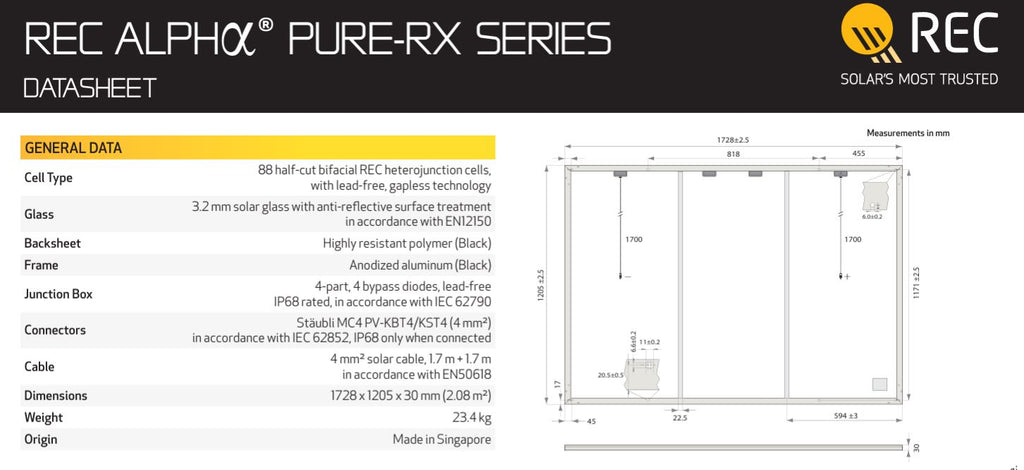 REC SOLAR REC460AA PURE-RX Solar Panel